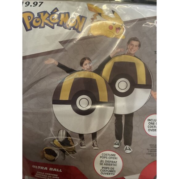 Disguise Pokemon Ultra Ball Costume Kids One Size Pikachu Pokeball Outfit - Picture 5 of 9